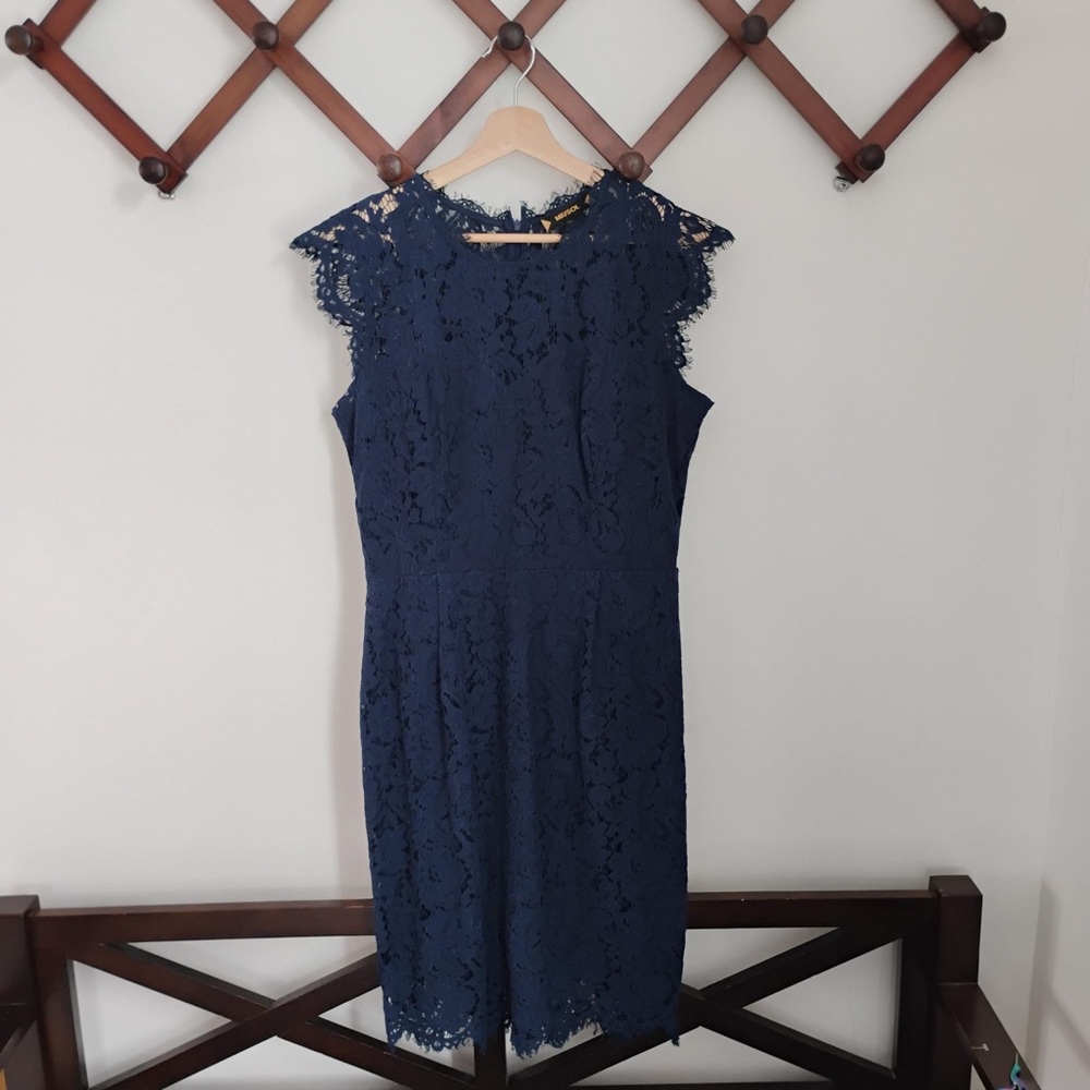 Miusol Navy Lace Midi Dress Womens size Large Like New